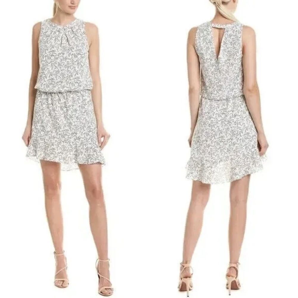 NEW Joie Sabera Micro Floral Keyhole Back Sleeveless Dress in Porcelain Sz. M